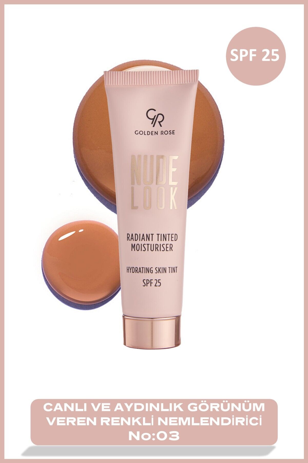 Nude Look Tinted Moisturiser 03 Deep Tint Papatya ve Hyaluronik Asitli Renkli Nemlendirici 32 ml