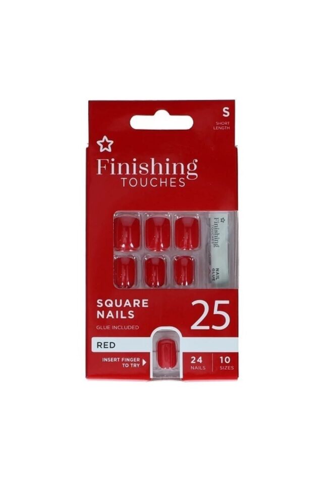 Finishing Touches Tırnak Yapıştırıcısı 24 Parça Kırmızı