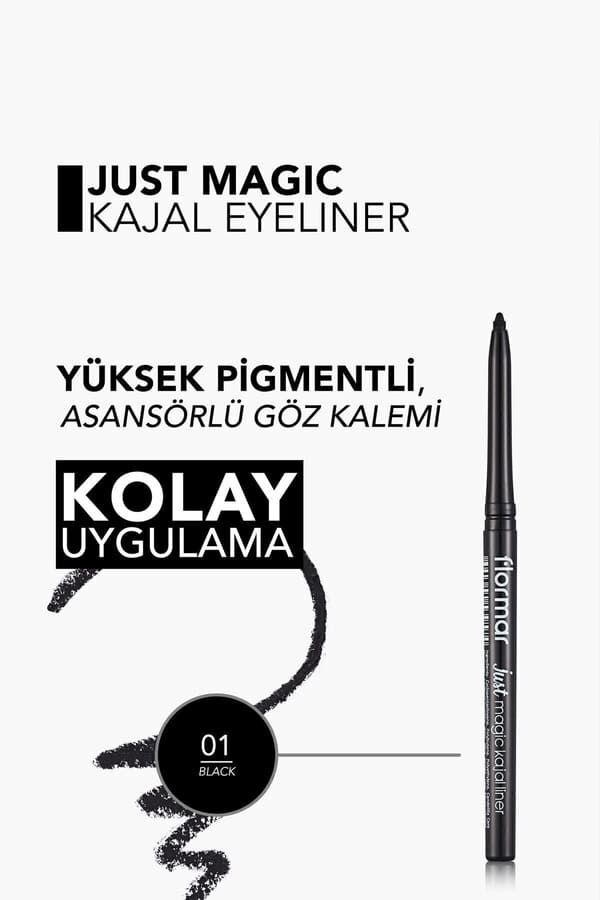 Flormar Yumuşak Dokulu Göz Kalemi (Siyah) - Just Magic Kajal Liner - 001 Black