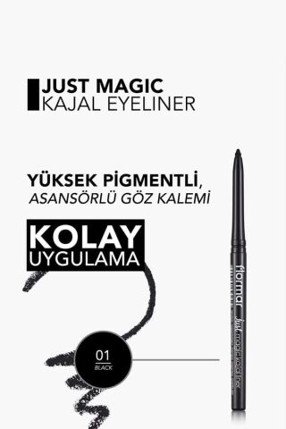 Flormar Yumuşak Dokulu Göz Kalemi (Siyah) - Just Magic Kajal Liner - 001 Black