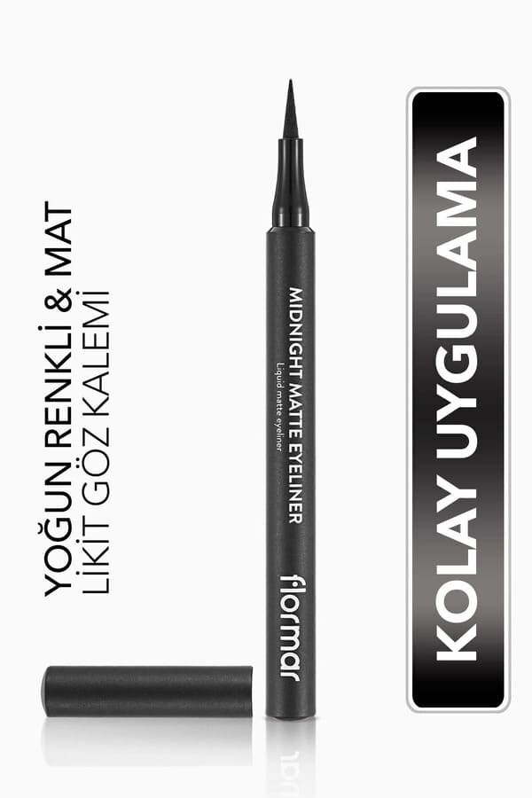Flormar Mat Likit Kalem Eyeliner (SİYAH) - Midnight Matte Eyeliner - 001 Black