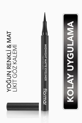 Flormar Mat Likit Kalem Eyeliner (SİYAH) - Midnight Matte Eyeliner - 001 Black