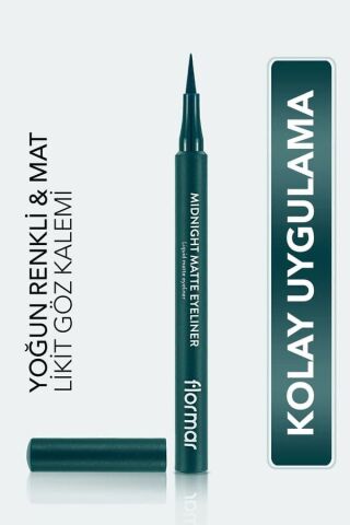 Flormar Mat Likit Kalem Eyeliner (YEŞİL) - Midnight Matte Eyeliner - 004 Green