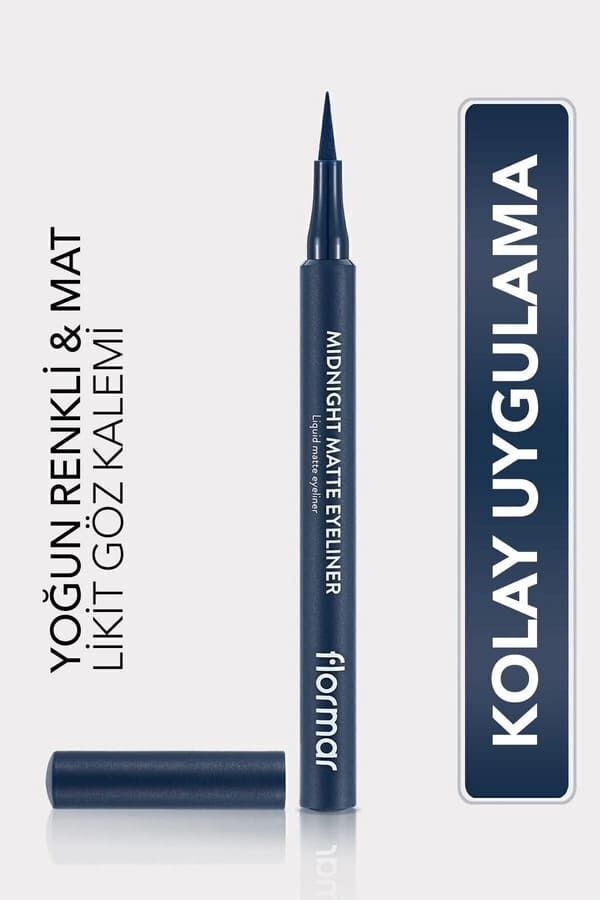 Flormar Mat Likit Kalem Eyeliner (LACİVERT) - Midnight Matte Eyeliner - 003 Dark Blue