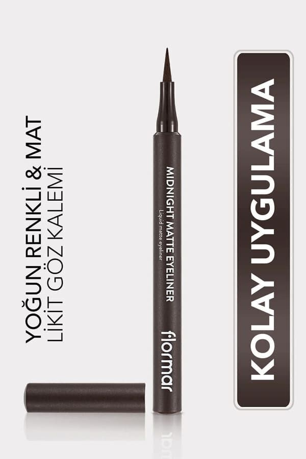 Flormar Mat Likit Kalem Eyeliner (KAHVE) - Midnight Matte Eyeliner - 002 Brown