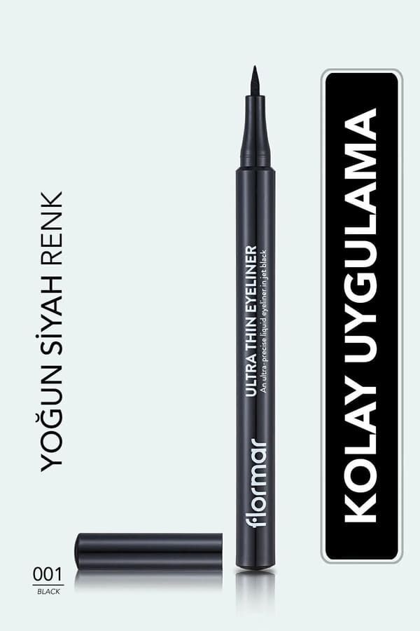 Flormar Ultra Ince Uçlu Eyeliner (SİYAH) - Ultra Thin Eyeliner - 001 Black