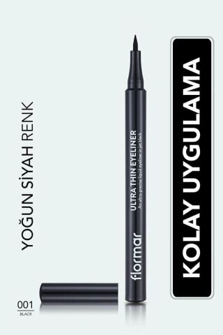 Flormar Ultra Ince Uçlu Eyeliner (SİYAH) - Ultra Thin Eyeliner - 001 Black