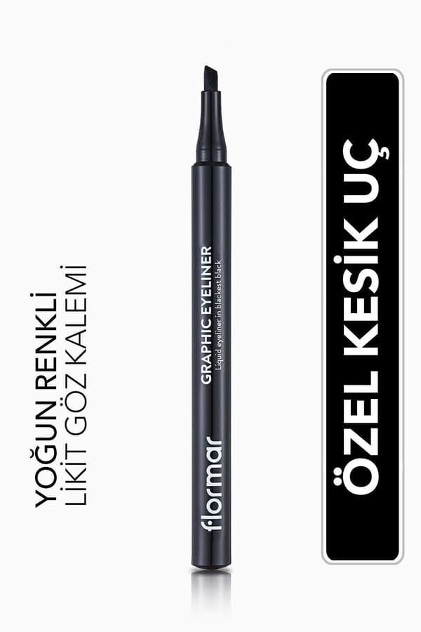Flormar Kesik Uçlu Grafik Göz Kalemi (siyah) - Graphic Eyeliner - 001 Black
