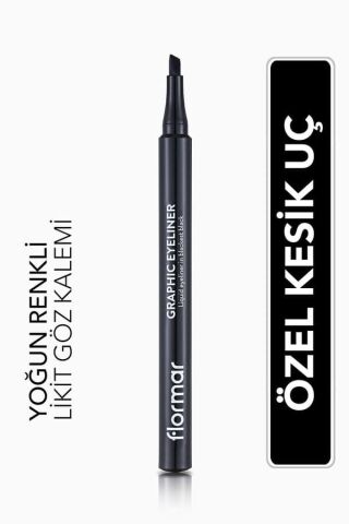 Flormar Kesik Uçlu Grafik Göz Kalemi (siyah) - Graphic Eyeliner - 001 Black