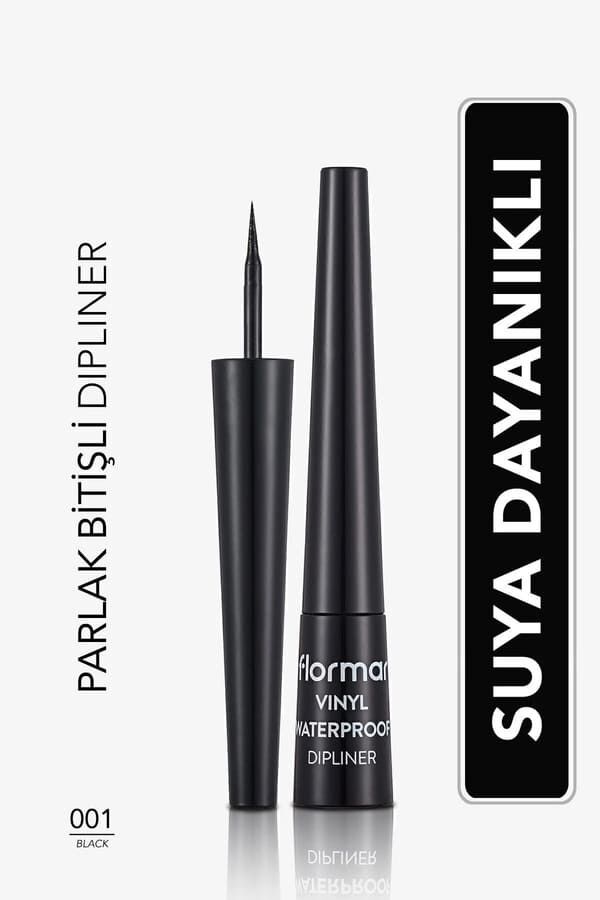Flormar Suya Dayanıklı Parlak Dipliner (SİYAH) - Waterproof Dipliner - 001 Black