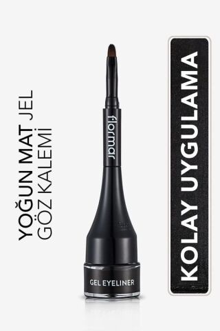 Flormar Özel Fırça Başlıklı Yoğun Pigmentli Mat Jel Eyeliner-gel Eyeliner-001 Gel Black
