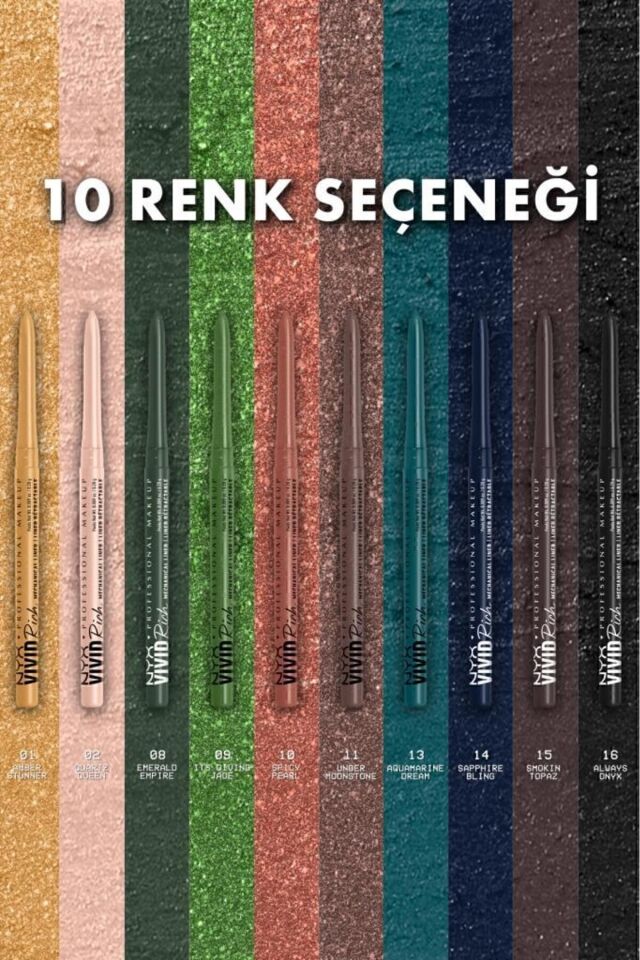 NYX Professional Makeup Vivid Rich Asansörlü Göz Kalemi - 16 Always Onyx
