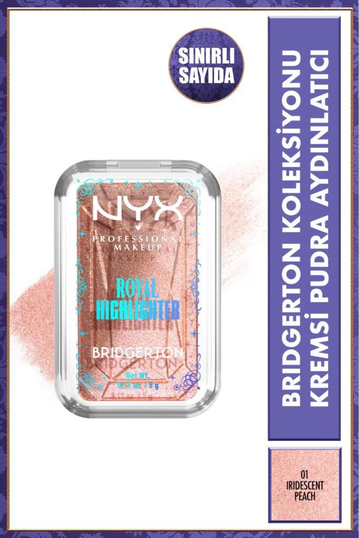 NYX Professional Makeup Bridgerton Koleksiyonu Highlighter - 02 Light Gold 01 Iridescent Peach