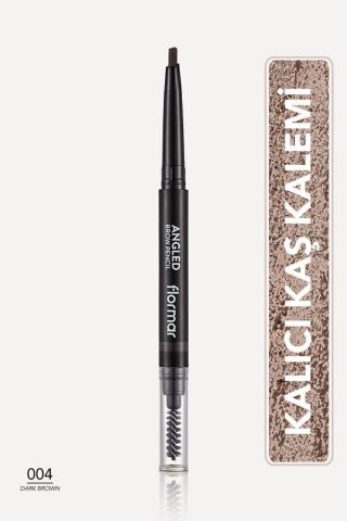 Flormar İki Uçlu Açılı Kaş Kalemi ve Kaş Fırçası (Koyu Kahve) - Angled Brow Pencil - 004
