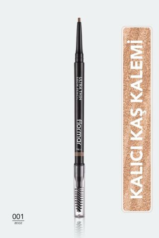 FlormarTsrm Kaş Kalemi & Fırçası - Ultra Thin Brow Pencil - 001 Beige