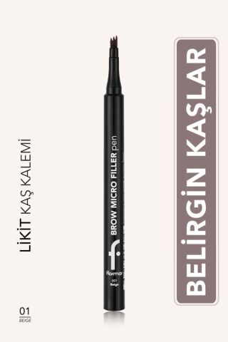 Flormar Brow Micro Filler Tarayıcı Keçe Uçlu Kaş Kalemi 01 Beige