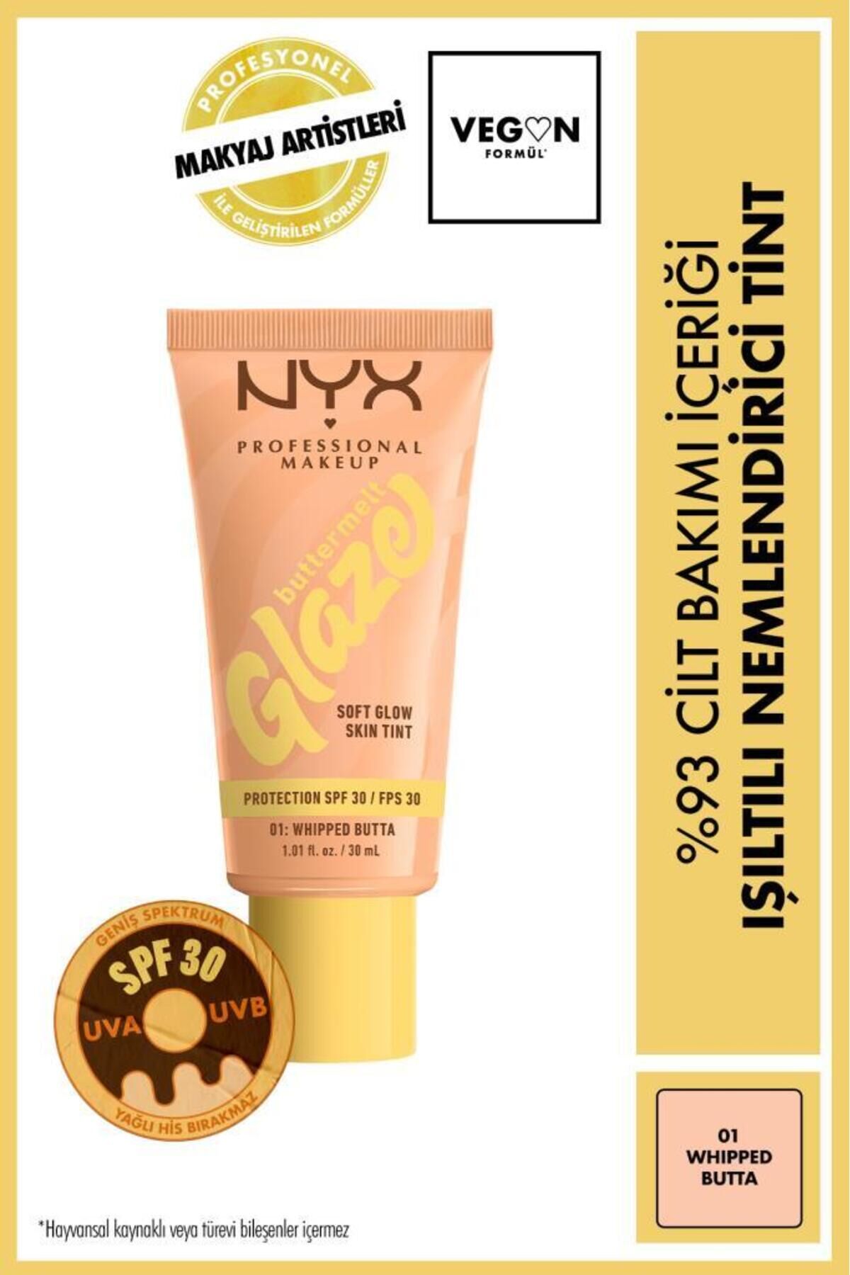 NYX Professional Makeup Buttermelt Glaze Işıltılı Nemlendirici Tint - 01 Whipped Butta