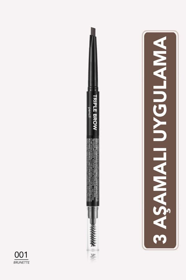 Flormar Triple Brow 3'ü 1 Arada Kremsi Dokulu Kaş Makyaj Kalemi - 001 Brunette