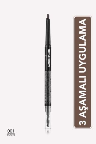 Flormar Triple Brow 3'ü 1 Arada Kremsi Dokulu Kaş Makyaj Kalemi - 001 Brunette
