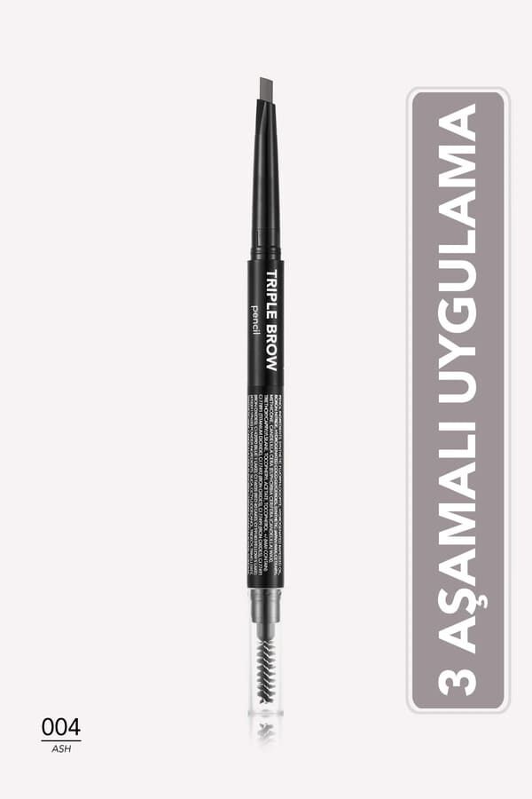 Flormar Triple Brow Fırça ve Pudra Başlıklı Kaş Kalemi 004 Ash