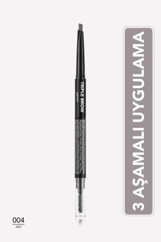Flormar Triple Brow Fırça ve Pudra Başlıklı Kaş Kalemi 004 Ash