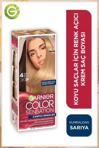 Garnier Çarpıcı Renkler, HL3 Sarı, Renk Açıcı Krem Saç Boyası, Demikit