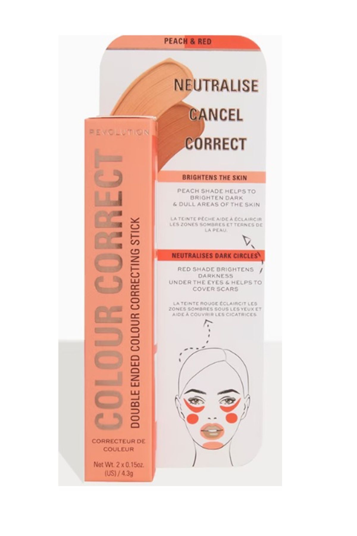 Revolution  Colour Correct & Transform Stick Peach & Red