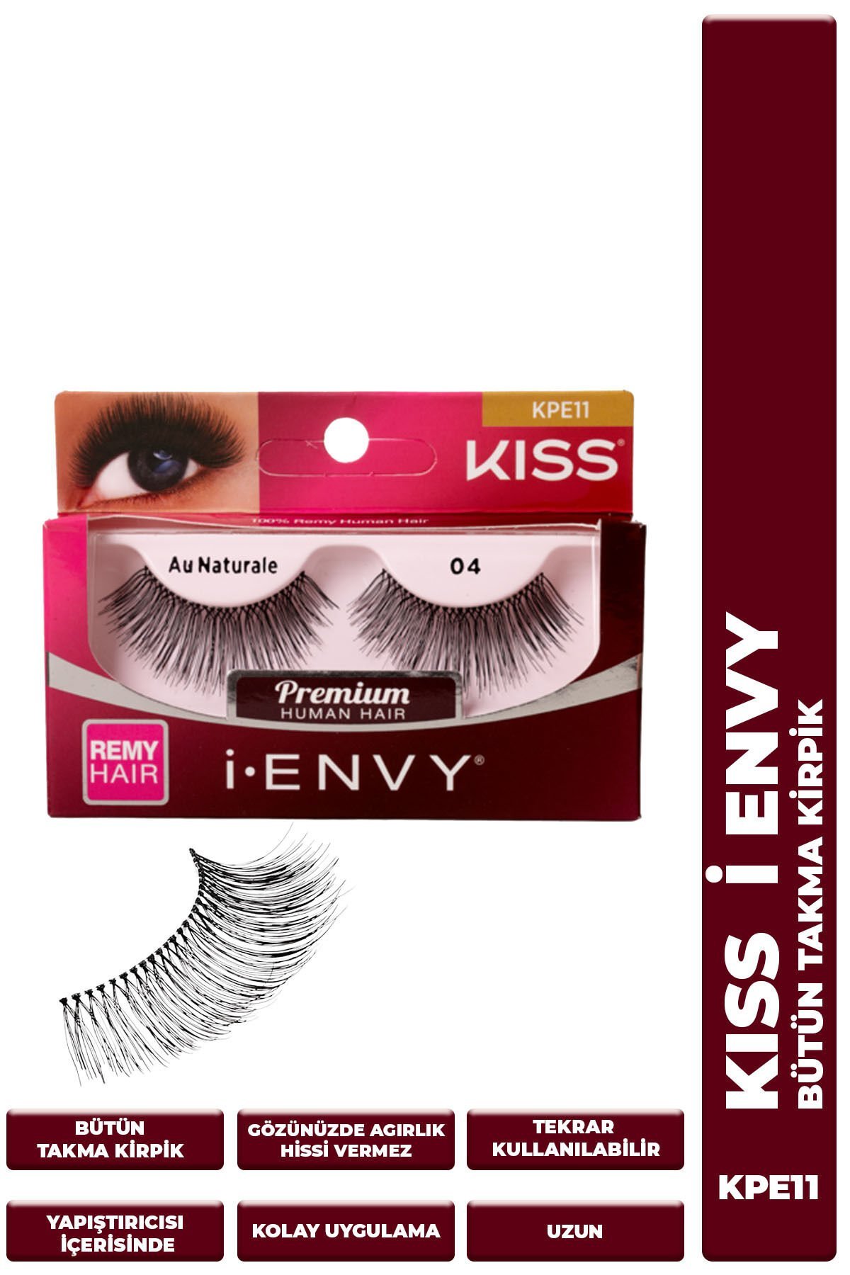 Bütün Doğal Takma Kirpik %100 Insan Saçı Yoğun