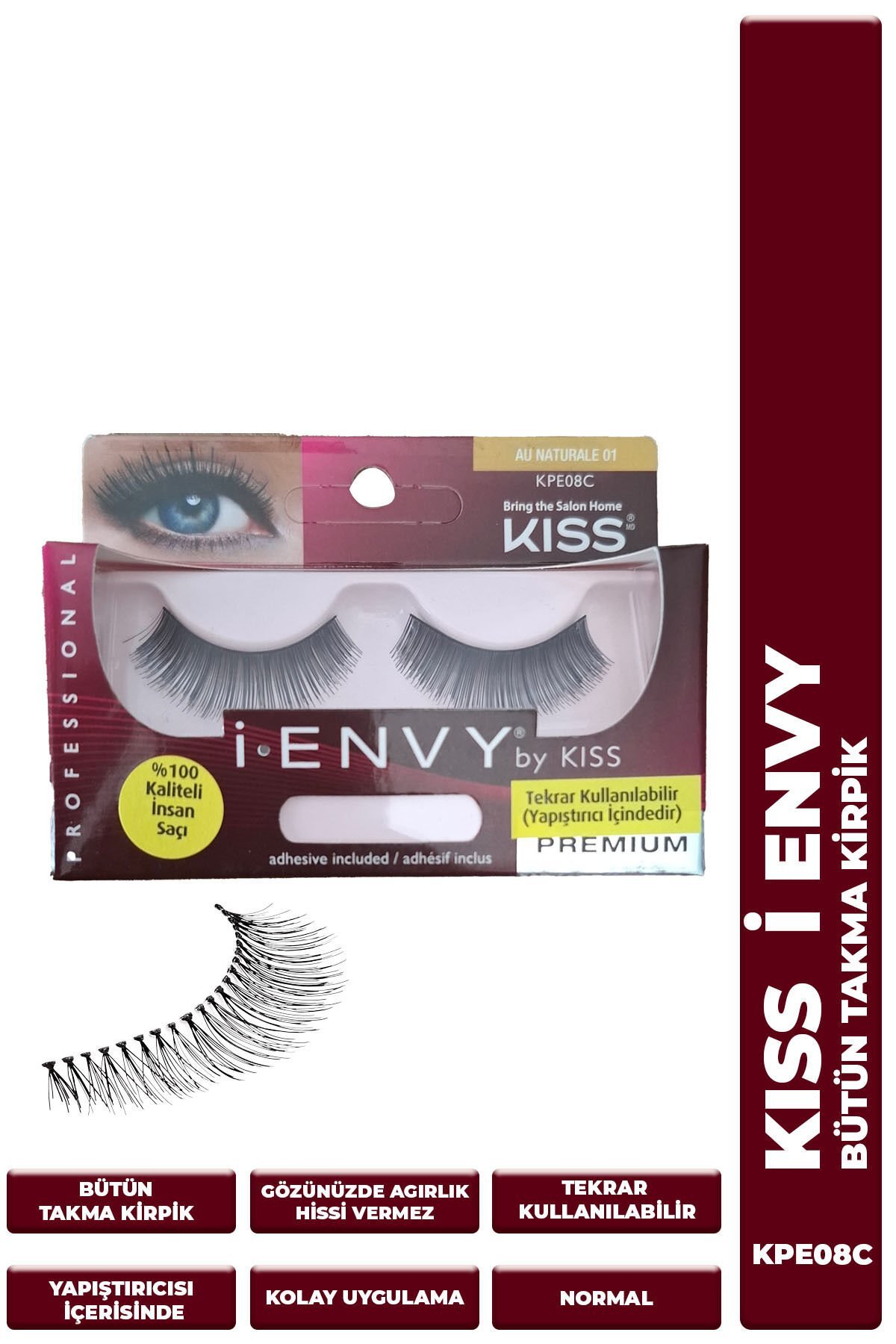 Bütün Takma Kirpik %100 Insan Saçı Normal