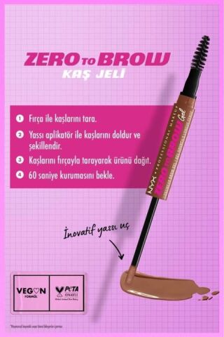 NYX Professional Makeup Zero to Brow Uzun Süre Kalıcı Kaş Jeli - Taupe