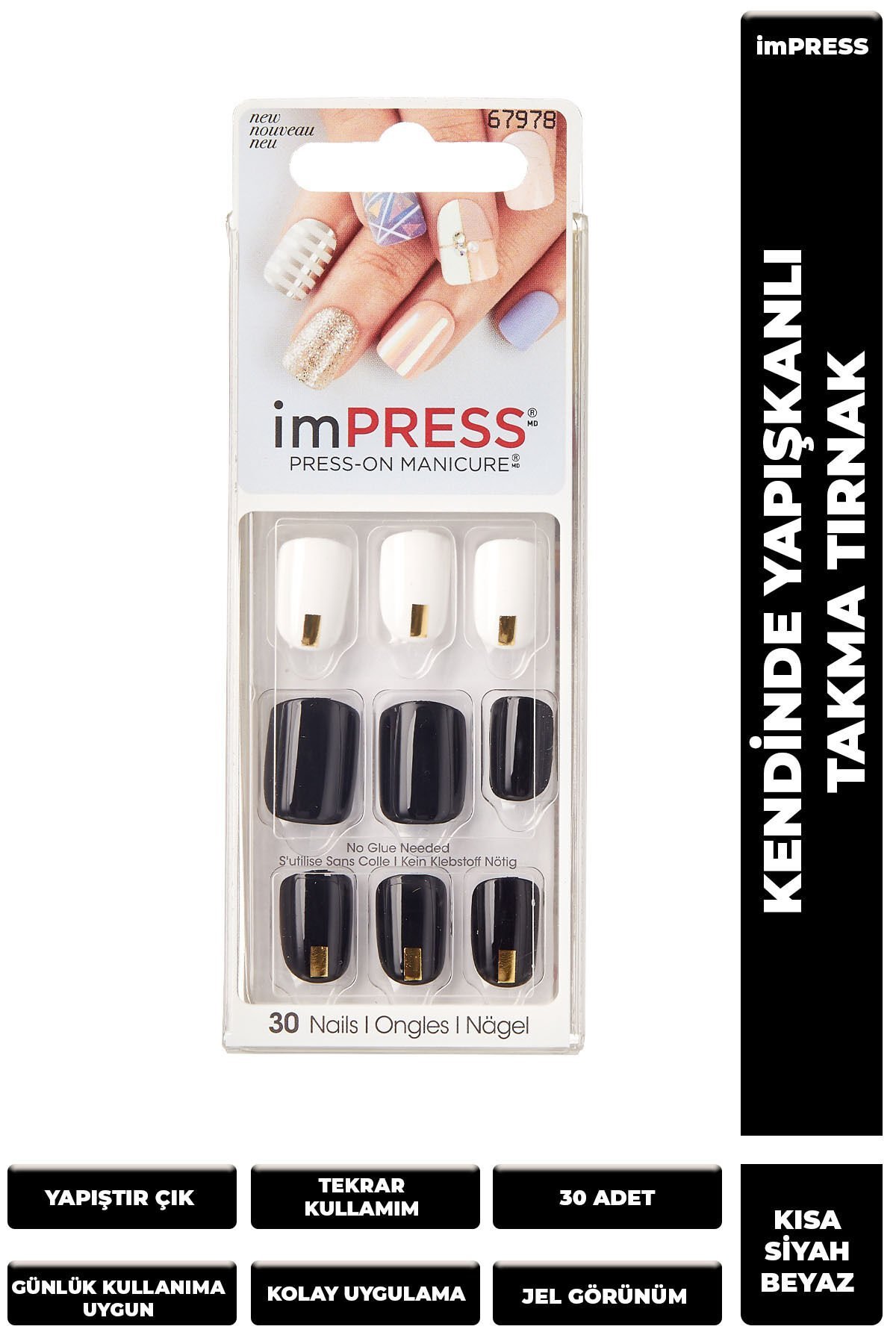 Kendinden Yapışkanlı Takma Tırnak - Kısa - Yapıştır Çık - Bıpa110 - 731509679786