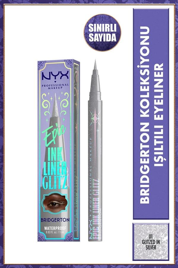 NYX Professional Makeup Bridgerton Koleksiyonu Işıltılı Eyeliner - 01 Glitzed In Silver