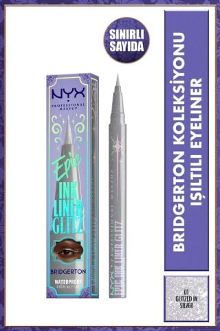 NYX Professional Makeup Bridgerton Koleksiyonu Işıltılı Eyeliner - 01 Glitzed In Silver