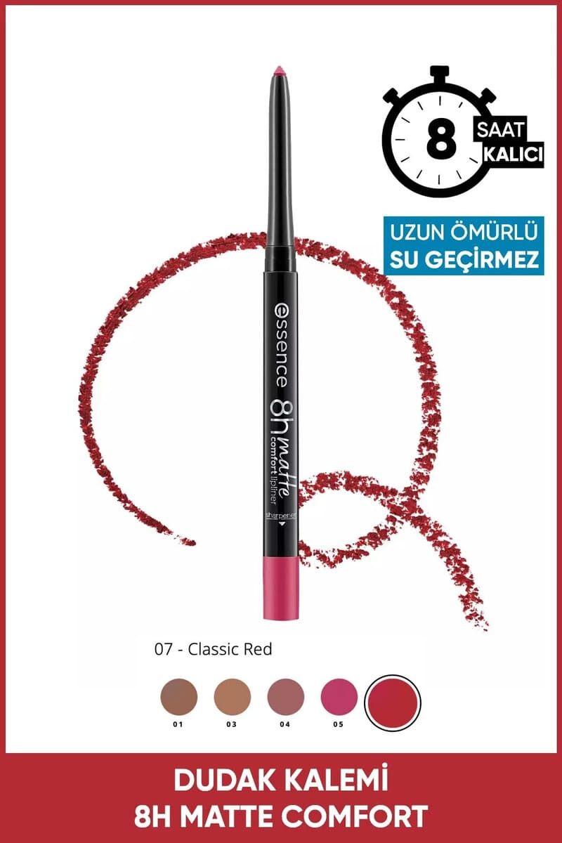 Essence 8h Matte Comfort Lipliner Dudak Kalemi 07 Classic Red