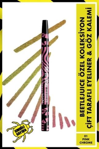 NYX Professional Makeup Beetlejuice Özel Koleksiyon Çift Uçlu Kalem- 01 Pink Chrome