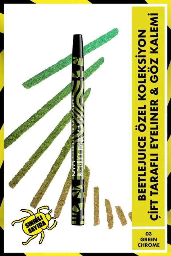 NYX Professional Makeup Beetlejuice Özel Koleksiyon Çift Uçlu Kalem- 03 Green Chrome