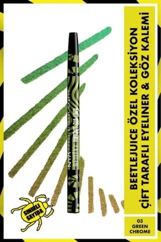 NYX Professional Makeup Beetlejuice Özel Koleksiyon Çift Uçlu Kalem- 03 Green Chrome