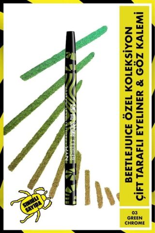 NYX Professional Makeup Beetlejuice Özel Koleksiyon Çift Uçlu Kalem- 03 Green Chrome