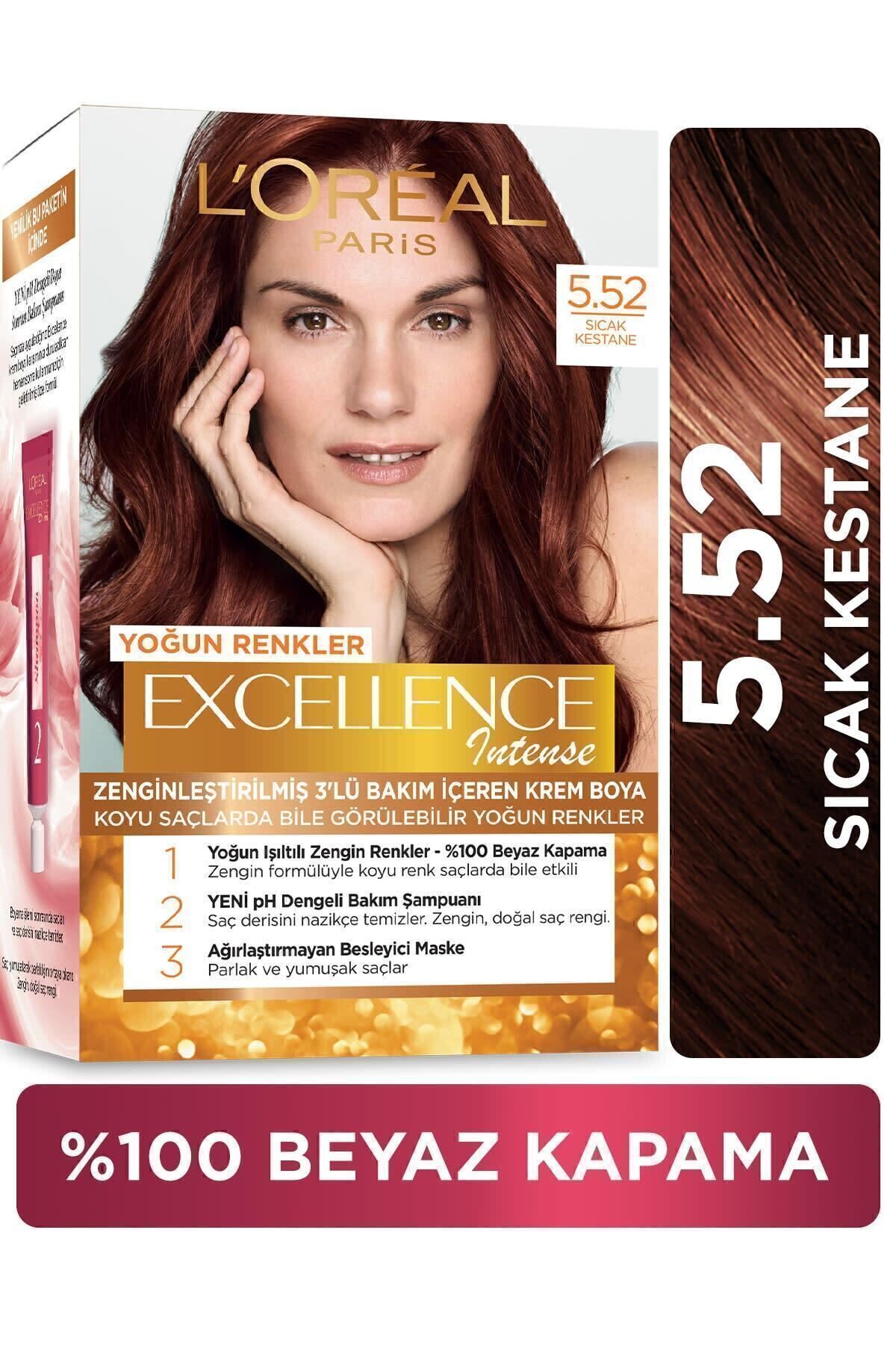 Loreal Excellence Intense Kit Saç Boyası-5,52 Sıcak Kestane